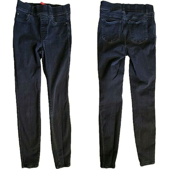 Spanx Black Pull On Denim Pants Skinny Jeggings High Waisted Womens Sz S Petite - Picture 6 of 13